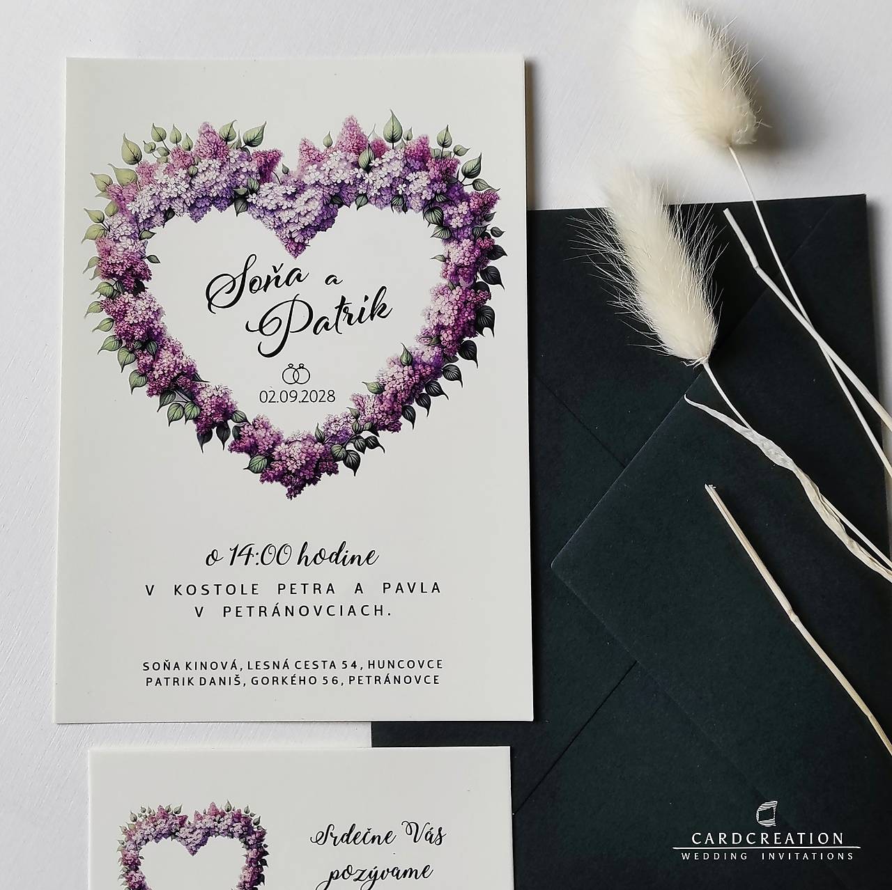 Svadobné oznámenie s luxusnou vystúpenou tlačou - H32135