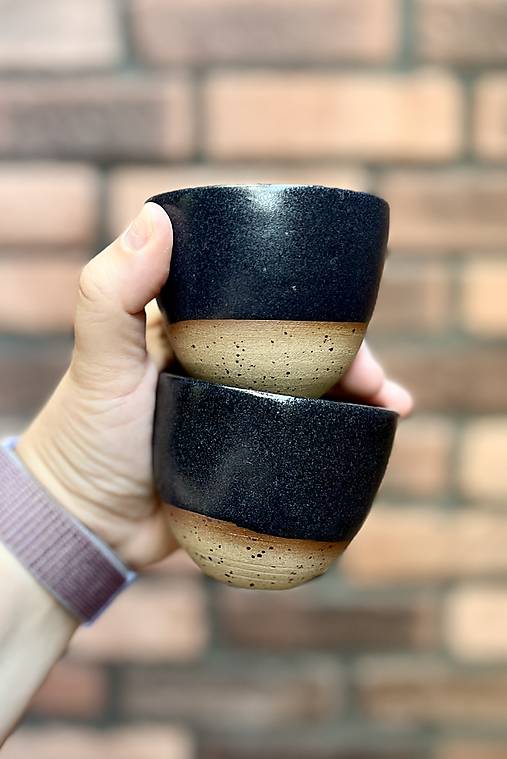 Nádoby - Čierny cappuccino pohárik (Bez podšálky) - 17607325_