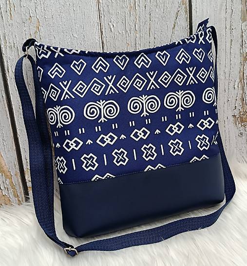Kabelky - Crossbody (Čičmany - modré) - 17609090_