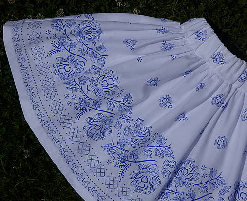 Detské oblečenie - Sukienka Bordúra folk biela 98/104 - 17608997_