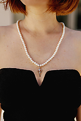 Pánske šperky - shell perlový unisex náhrdelník - lebka - 17608670_