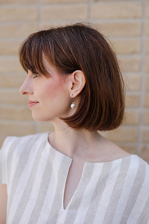 náušnice kruhy s perlami - shell perly