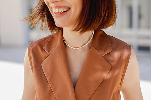 minimalistický shell perlový náhrdelník - srdce