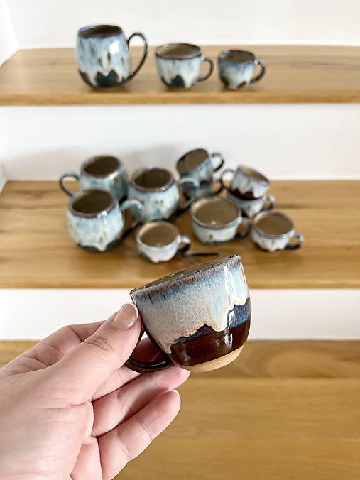 Nádoby - Espresso šálka (oceán) (S podšálkou) - 17607642_