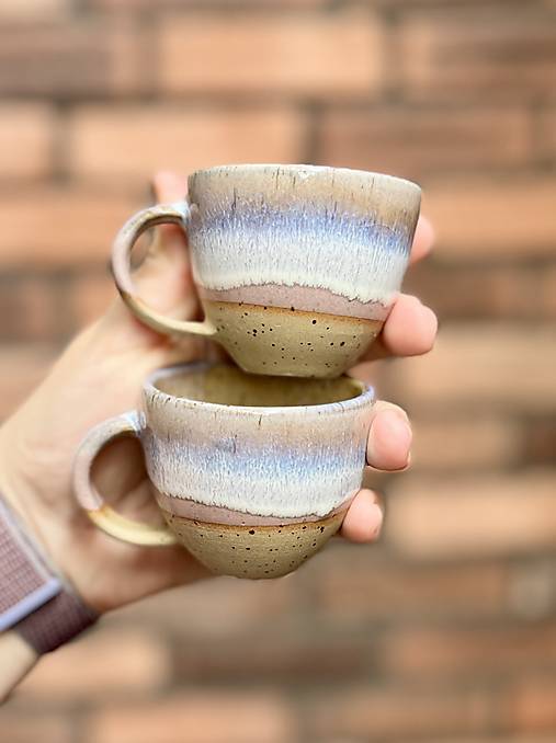 Nádoby - Cappuccino šálka (ružová) kamenina - 17607694_