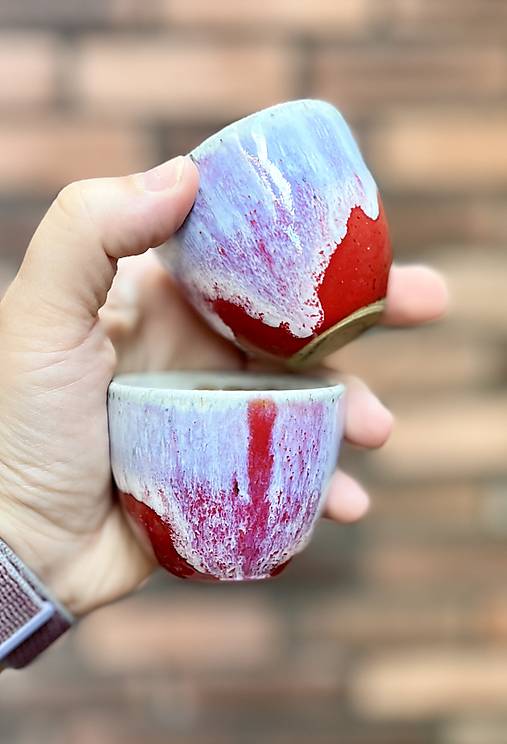 Espresso pohárik (červená) kamenina