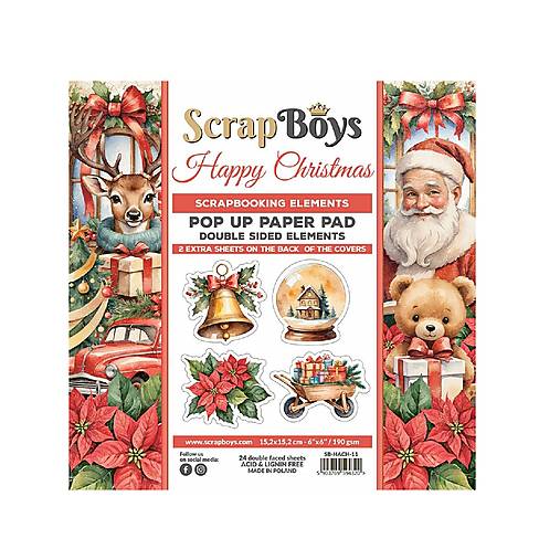 Papier - Scrapboys scrapbook papier Pop Up 6x6 Happy Christmas - 17610888_