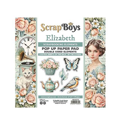 Papier - Scrapboys scrapbook papier Pop Up 6x6 Elizabeth - 17610920_