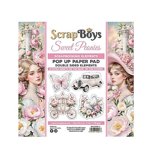 Papier - Scrapboys scrapbook papier Pop Up 6x6 Sweet Peonies - 17610987_