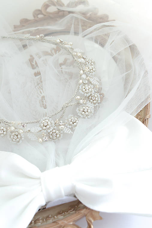 Svadobná čipkovaná korunka/tiara