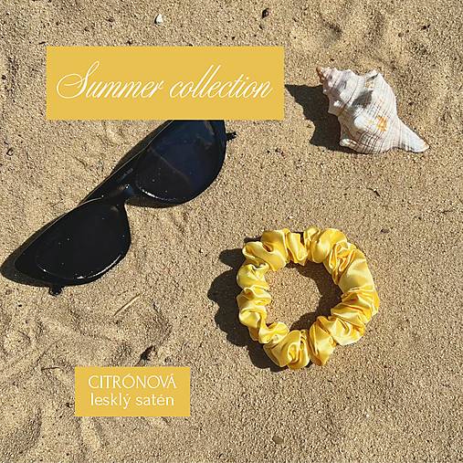 Ozdoby do vlasov - Saténová scrunchie MINI | Summer collection (Citrónová) - 17610944_