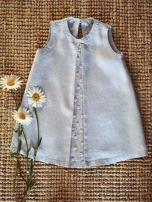 Detské oblečenie - Ľanové vyšívané šaty - 17610687_