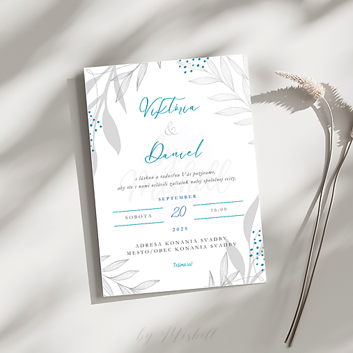 Papiernictvo - Svadobná pozvánka (S0102) - modro-sivá - 17611018_