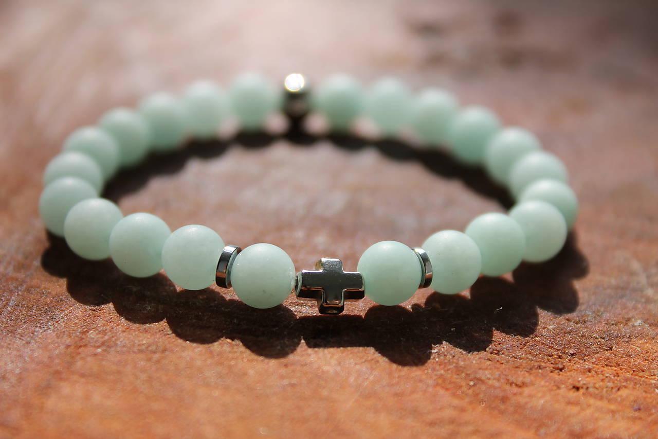 Ochranný krížik oceľový _Amazonit výber