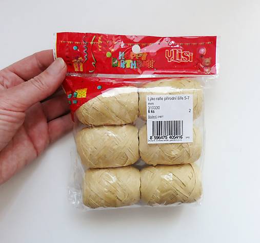 Suroviny - Rafia, lyko prirodné, šírka 5-7 mm - 17613126_