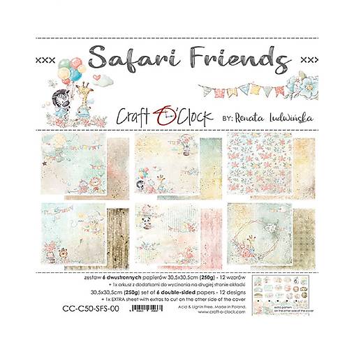 Papier - Scrapbook papier Safari Friends 12 x 12 - 17615419_