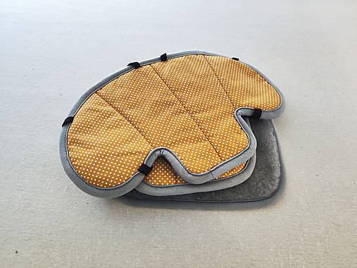 Detský textil - VLNIENKA Podložka do autosedačky Joie Every Stage 0/36 kg 100% MERINO TOP SUPER WASH Grey Bodky Mustard  - 17614694_