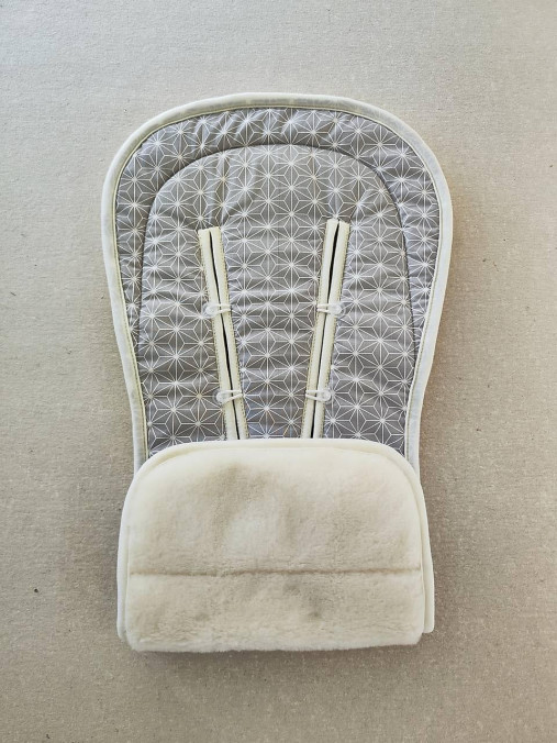 Detský textil - VLNIENKA podložka do kočíka THULE Urban Glide 3 100% MERINO TOP SUPER WASH Natural  Origami šedé - 17614765_