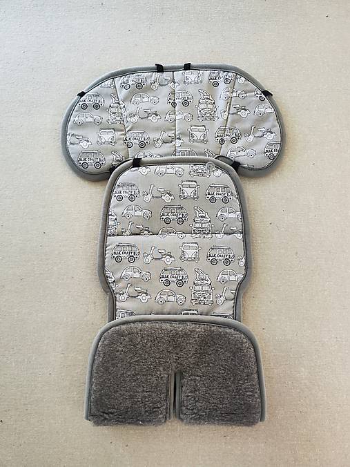 Detský textil - VLNIENKA Podložka do autosedačky Joie Bold slate 100% MERINO TOP SUPER WASH Grey Autíčko šedé  - 17614774_