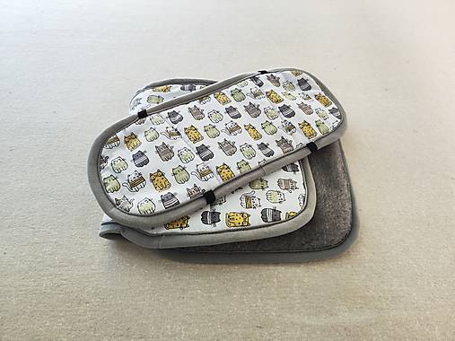 Detský textil - VLNIENKA Vložka proti poteniu do autosedačky Graco Turn2 ME 100% Merino top super wash Grey Mačičky  - 17614928_