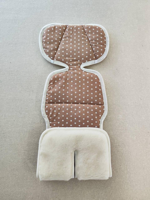 Detský textil - Podložka do Venicci Tinum Upline 100% Merino top super wash Natural Hviezdičky béžové - 17615002_