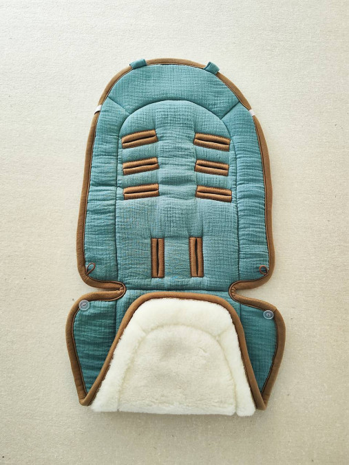 Detský textil - Joolz HUB Seat Liner / Podložka do kočíka  100% Merino top super wash Natural Mušelin zelený - 17615029_