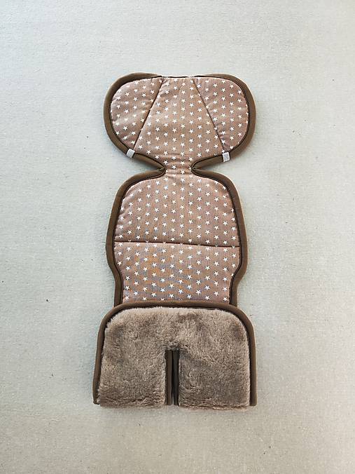 Detský textil - VLNIENKA Vložka proti poteniu do autosedačky 9/18/25 kg 100% Merino Camel proti poteniu, prehriatiu Hviezdičky - 17615822_