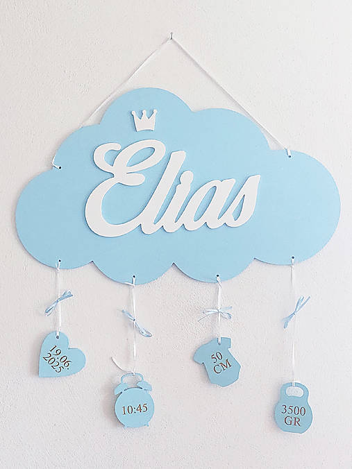 Meno na oblaku s údajmi o narodení šírka 50cm