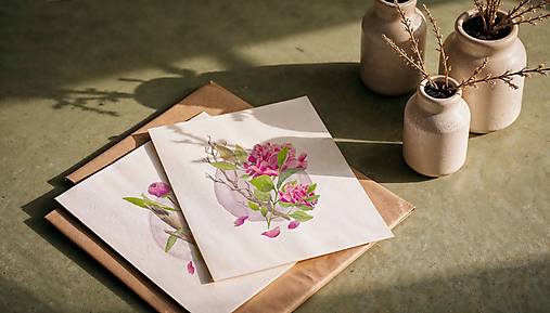 Dekorácie - botanické plagáty PIVÓNIE - 17614472_