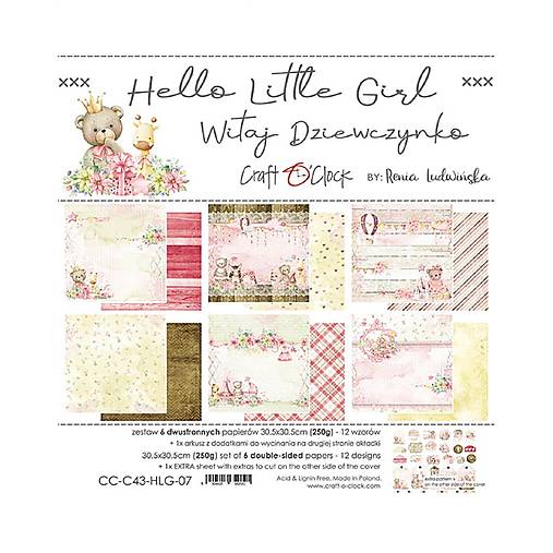 Papier - Scrapbook papier Hello Little Girl 12 x 12 - 17616321_
