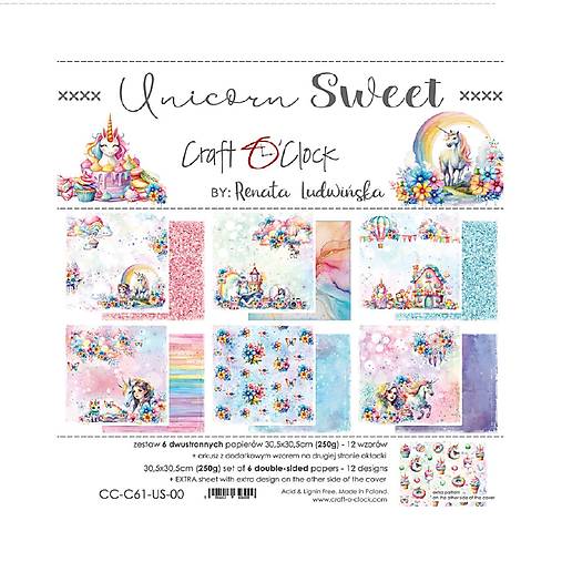Papier - Scrapbook papier Unicorn Sweet 12 x 12 - 17616619_