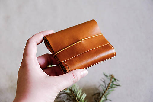 Peňaženky - Kožená peňaženka KMEŇ II - koňaková / hnedá - 17617347_