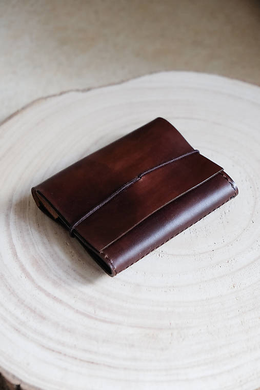 Peňaženky - Kožená peňaženka KMEŇ II - koňaková / hnedá (tmavá čokoláda) - 17617365_