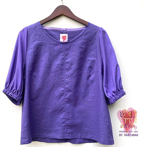 Blúzky a košele - Fialová ľanovo-viskózová blúzka - 17617603_