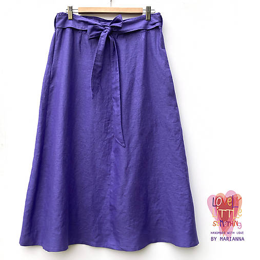Sukne - Maxi fialová ľanová sukňa - 17617615_