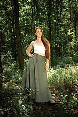 Sukne - DLOUHÁ PŮLKOLOVÁ SUKNĚ - KHAKI - 17616058_
