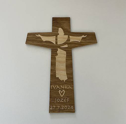 Dekorácie - Drevený svadobný krížik  - 17617258_