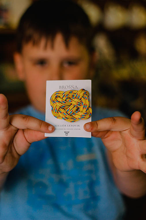 Brošne - Zero Waste Brošňa z paracordu (Žltá) - 17616395_