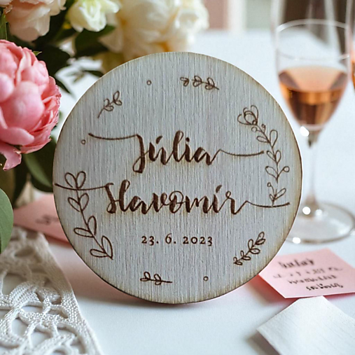 Darčeky pre svadobčanov - Magnetka okruhla - 17616572_