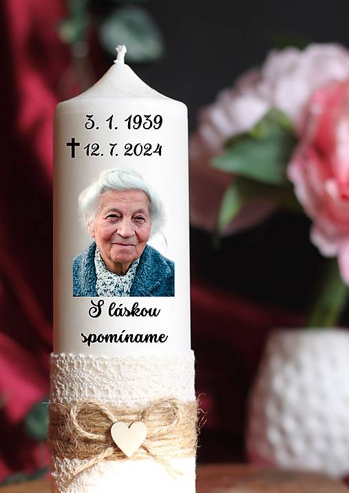 Sviečky - Sviečka na hrob s vlastným textom a fotografiou - 17617380_
