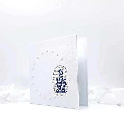 Papiernictvo - Nevestička vienok mala I - folk vyšívaný pozdrav (Jemne bledšia modrá nevestička) - 17616873_