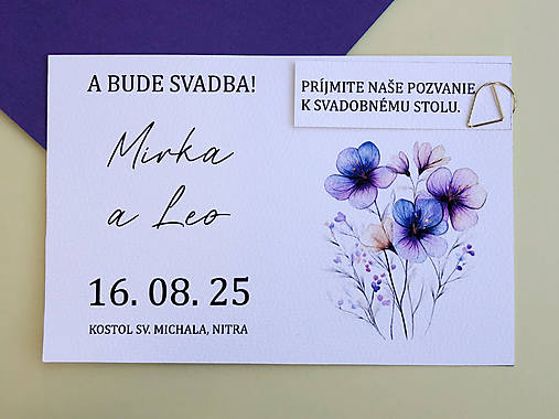 Papiernictvo - Svadobné oznámenie na štruktúrovanom papieri (Kartička pozvanie k stolu) - 17617105_