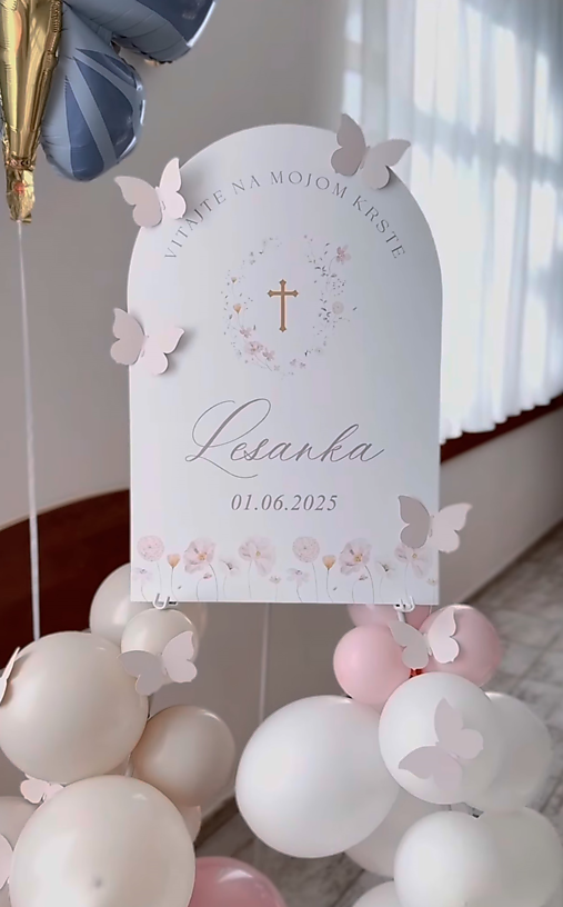 Papiernictvo - Uvítacia detská tabuľa na krst polkruh - 17618356_