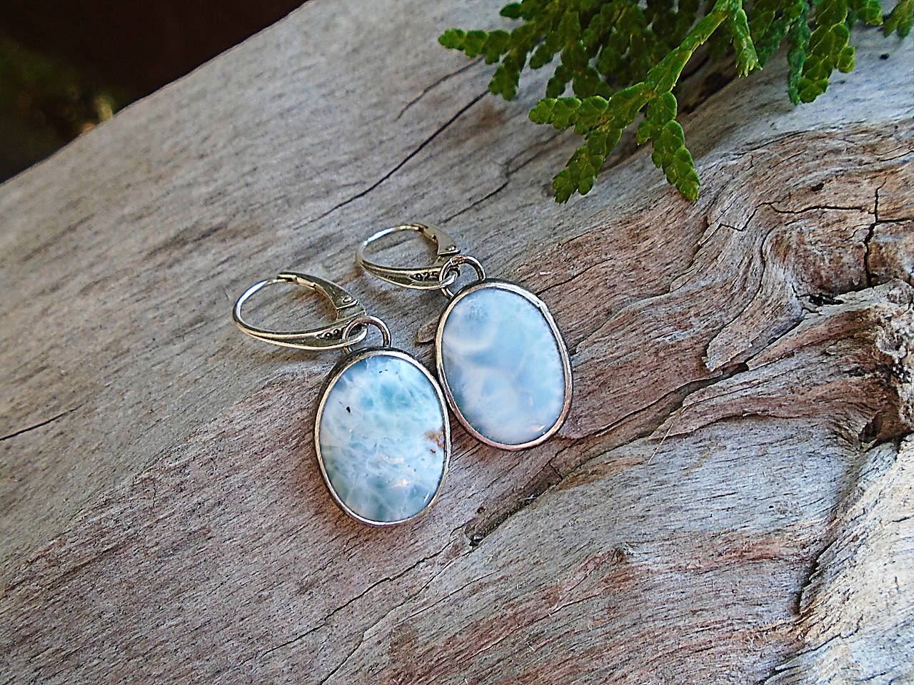 Strieborné náušnice Ag925 Larimar
