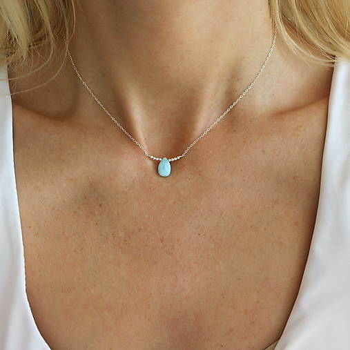 Náhrdelníky - Strieborný náhrdelník s larimarom - 17619829_