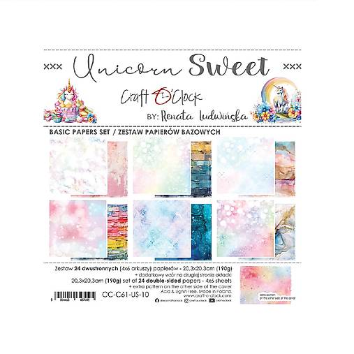 Papier - Scrapbook papier Unicorn Sweet basic 8x8 - 17622505_
