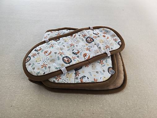 Detský textil - Vlnienka Podložka do AVOVA Swan-fix 2022 0 - 25 kg 100% Merino Camel Zvieratká ZOO béžové - 17621130_