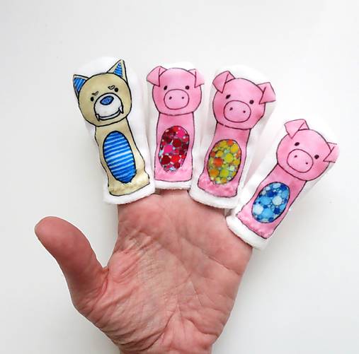 MINI pršteková maňuška  (Sada - rozprávka O troch prasiatkach)