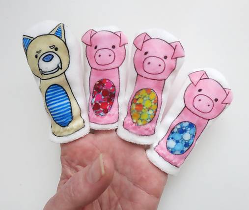 MINI pršteková maňuška  (Sada - rozprávka O troch prasiatkach)