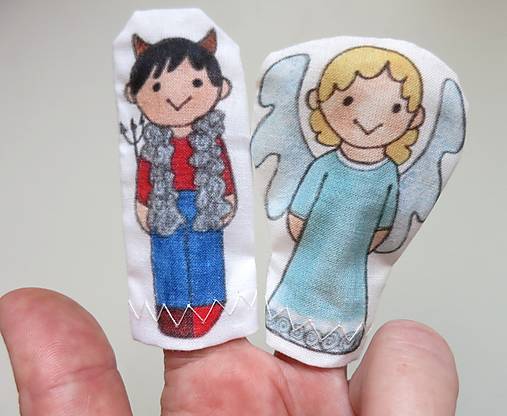 MINI pršteková maňuška (sada anjelik a čertík)